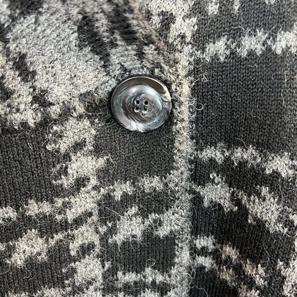 Tahari Cardigan Sweater 1X Women Black Gray‎ Knit Wool Blend Longline Button - Picture 4 of 11
